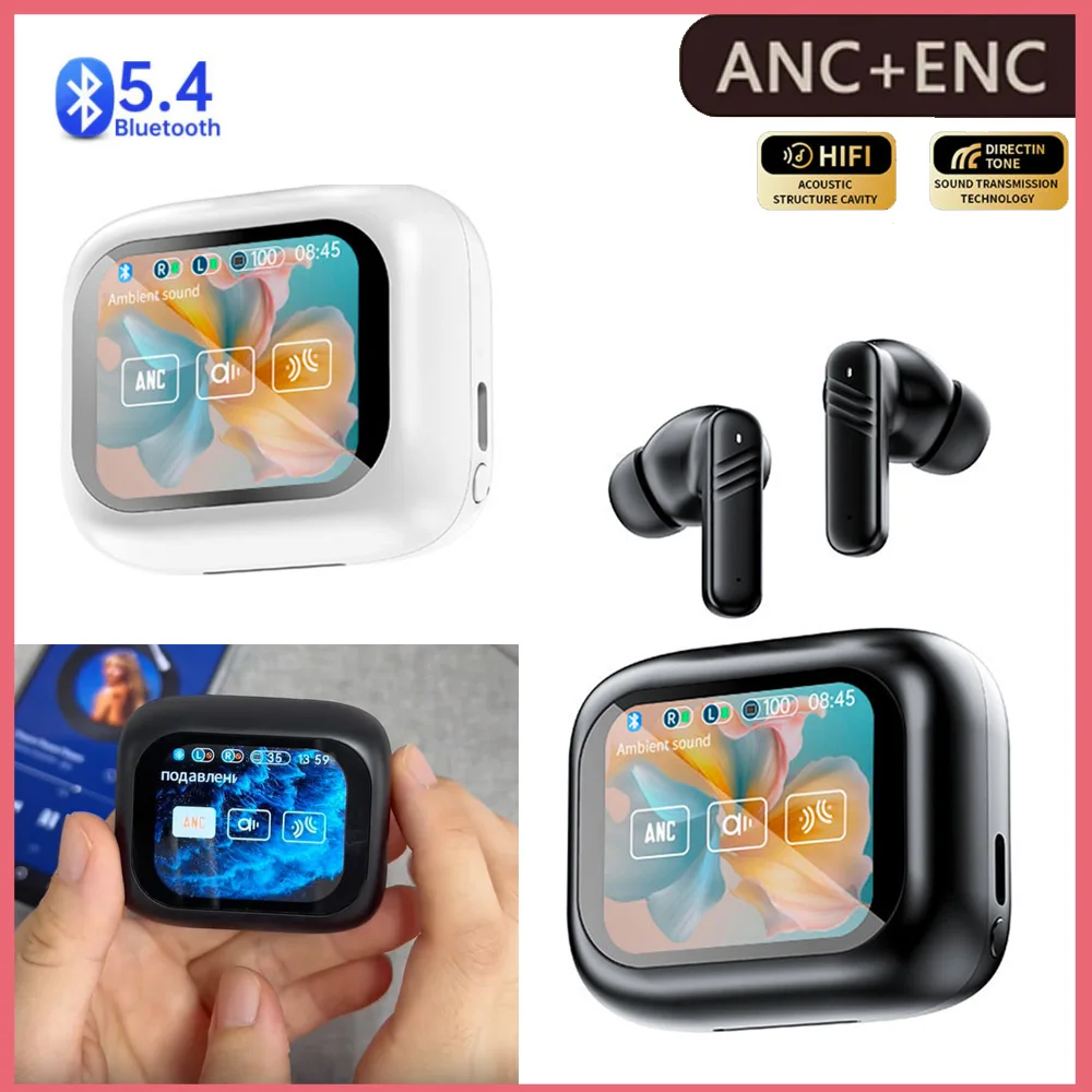 ENC+ANC Bluetooth 5.4 InEar Earbuds Headphones Full Touch Screen Wireless Headphone HiFi Stereo Sport Earphone Gaming Headset
